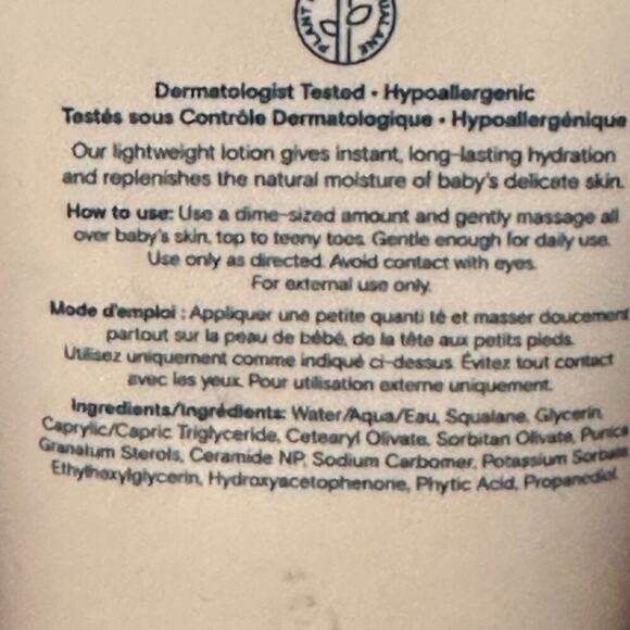 Pipette Baby Lotion: Natural Hydration, Fragrance-Free, 6oz (170ml) - NEW - Picture 3 of 3